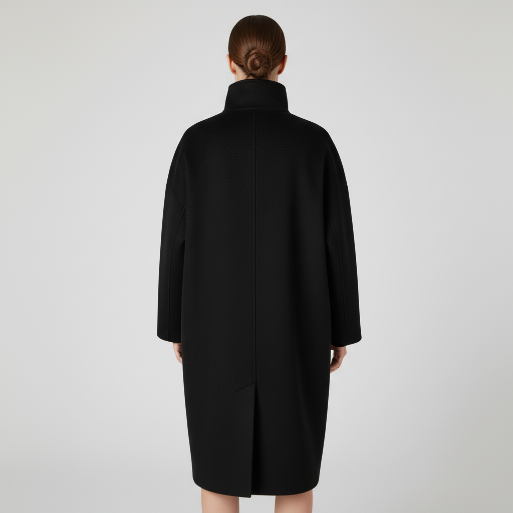 Ladies Oversized Short Wool Mix Coat | Double-Breasted Funnel Neck